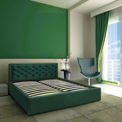 Кровать с мягким изголовьем темно-зеленая - masterskay-mebely.ru - Екатеринбург