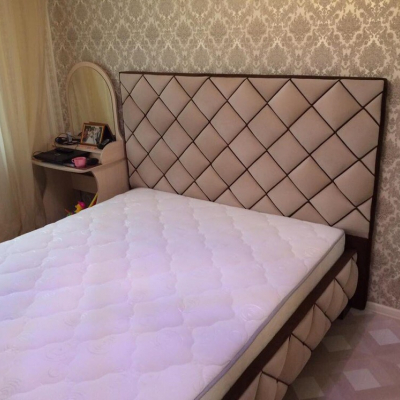 Кровать с мягким изголовьем в виде ромбов - masterskay-mebely.ru - Екатеринбург