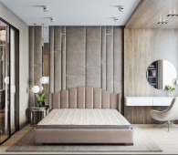 Кровать с мягкой стеновой панелью